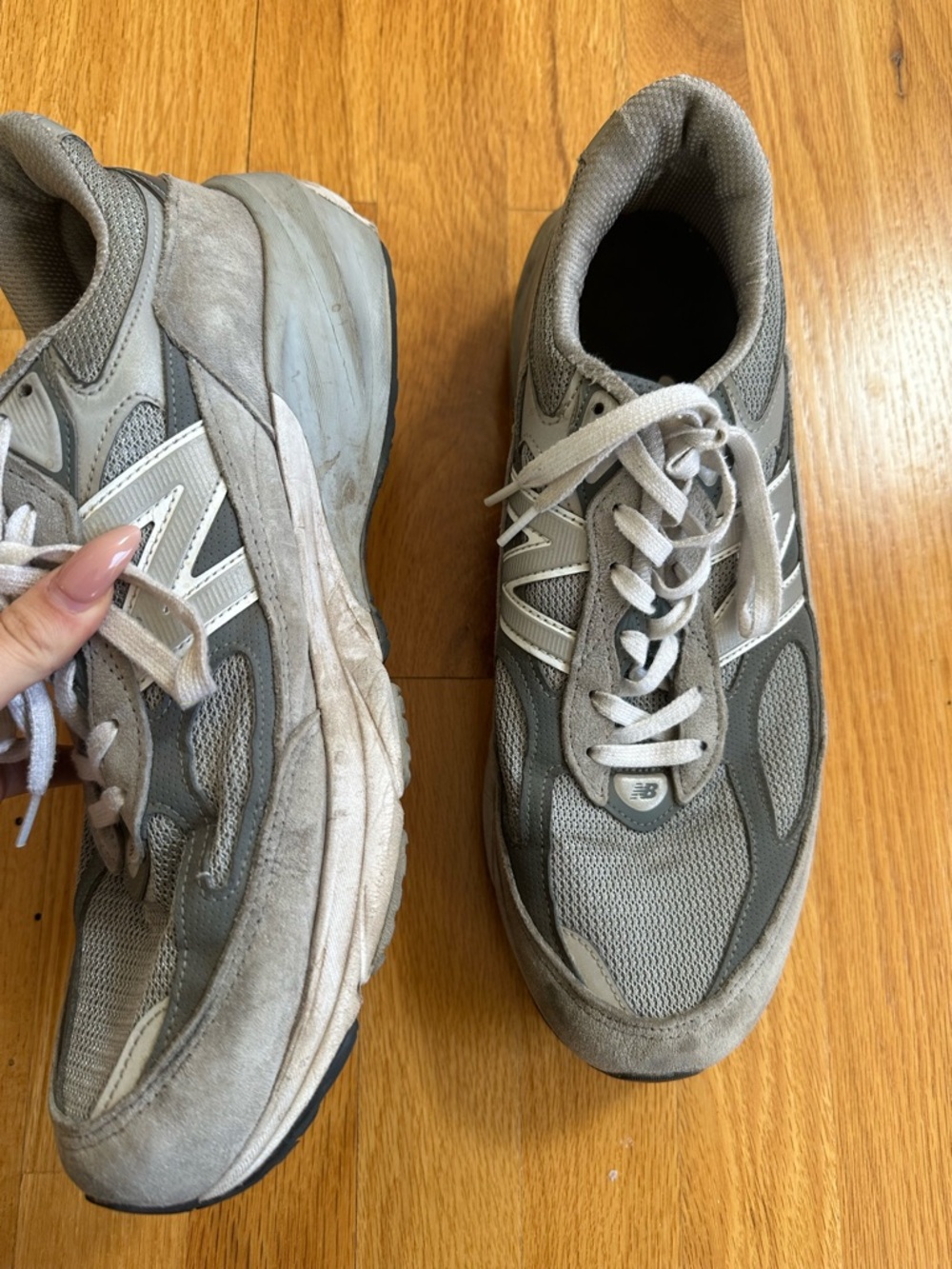 New Balance Grey Suede & Mesh Running Sneakers